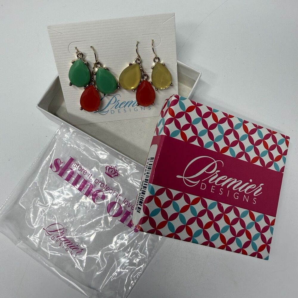 Premier Designs Gem Drops 3 Piece Dangle Earring Set New